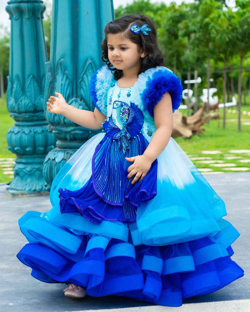 Luxury Glitter Navy-blue-pink Party Wear for baby girls 1st Birthday Ball Gown  Dress in India – HOUSE OF CLAIRE